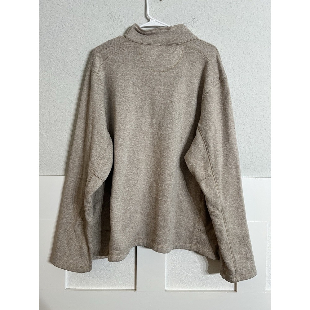 Woolrich Fleece Pullover Mens XXL Beige Heathered 1/4 Snap Mock Neck Sweater - Picture 4 of 4